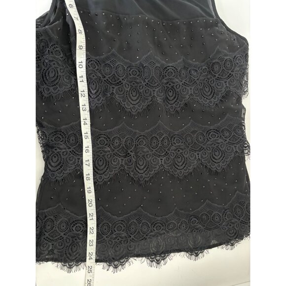 WHBM Top 10 Black Lace Mesh Beaded Sleeveless Whimsigoth Dark Fairycore Romantic - Picture 6 of 13